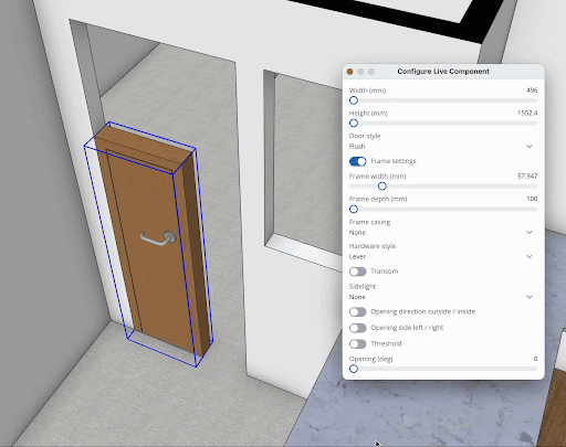 SketchUp 2026 GIF škálování živých komponentů